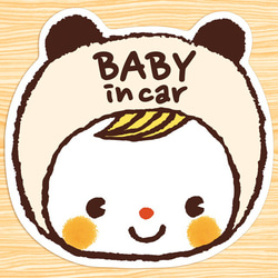 BABY IN CAR ベビーインカー マグネットステッカー(耳がかわいいシロクマちゃん） 1枚目の画像