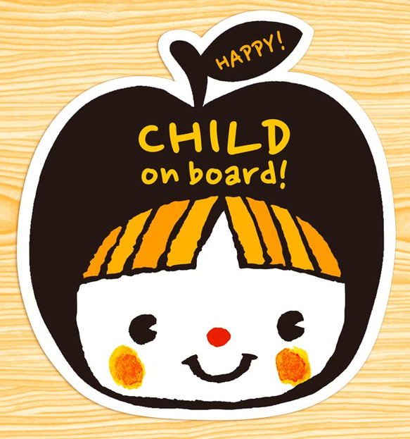 CHILD ON BOARD マグネットステッカー(NOW!なりんごさん） 1枚目の画像