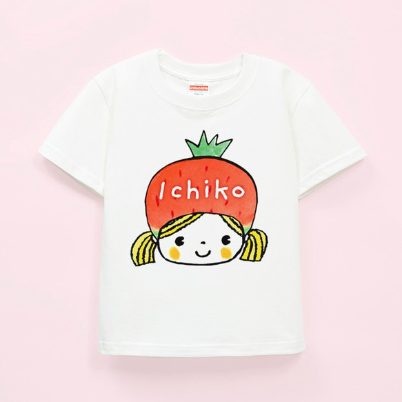 名前が入れられるＴシャツ（ツインテールのいちごちゃん） 1枚目の画像