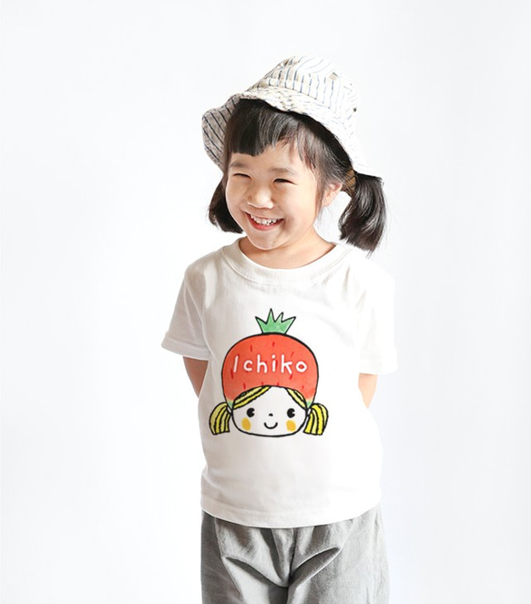 名前が入れられるＴシャツ（ツインテールのいちごちゃん） 2枚目の画像