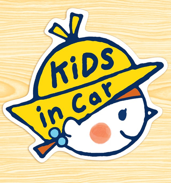 KIDS IN CAR マグネットステッカー(Yellowhatちゃん/女の子） 1枚目の画像