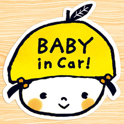 BABY IN CAR ベビーインカー マグネットステッカー(ベイビーゆずちゃん） 1枚目の画像