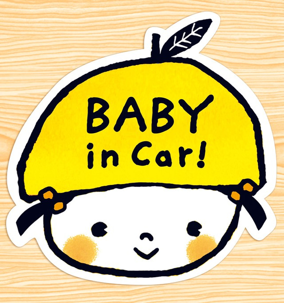 BABY IN CAR ベビーインカー マグネットステッカー(ベイビーゆずちゃん） 1枚目の画像