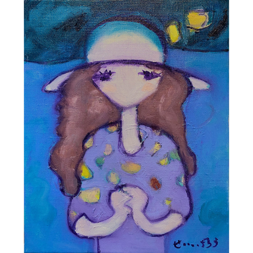 お祈り】F3 絵画 原画 油絵 油彩 キャンバス ポートレート