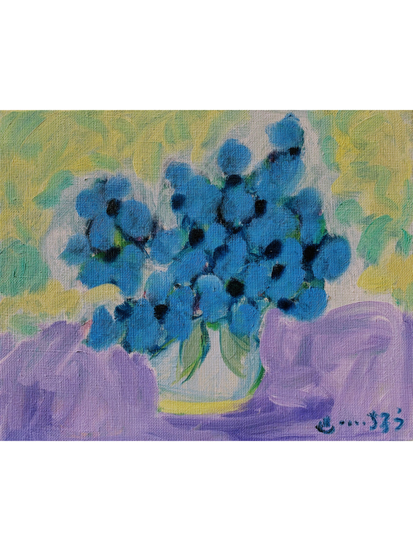 Bluestar】F3 絵画 原画 油絵 油彩 キャンバス プレゼント 青 ブルー