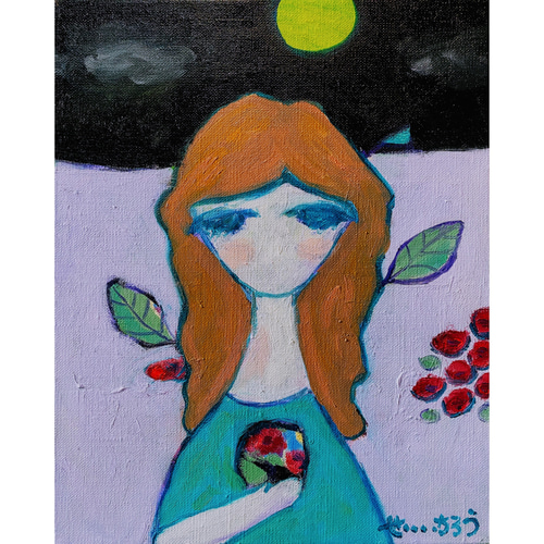 Moonflower】F3 絵画 原画 油絵 油彩 キャンバス アートパネル
