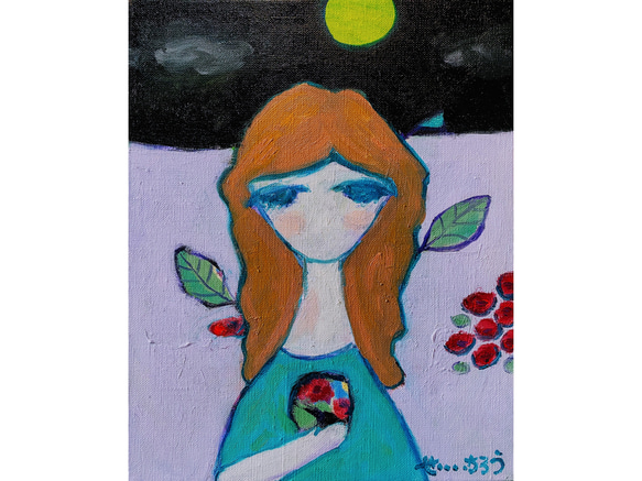 Moonflower】F3 絵画 原画 油絵 油彩 キャンバス アートパネル