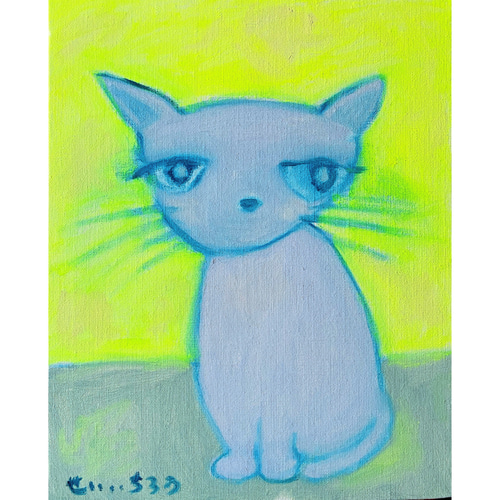 絵画。原画☆キャンバスF10【かわいい猫たちが一緒に香ばしいお
