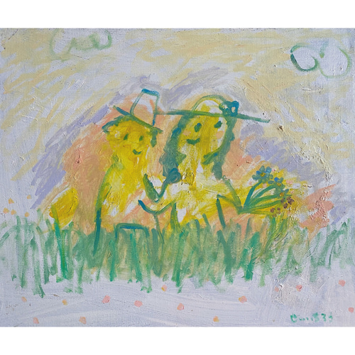 犬　絵画　子犬　イラスト　水彩色鉛筆　油彩色鉛筆　原画　トイプードル　ワンちゃん