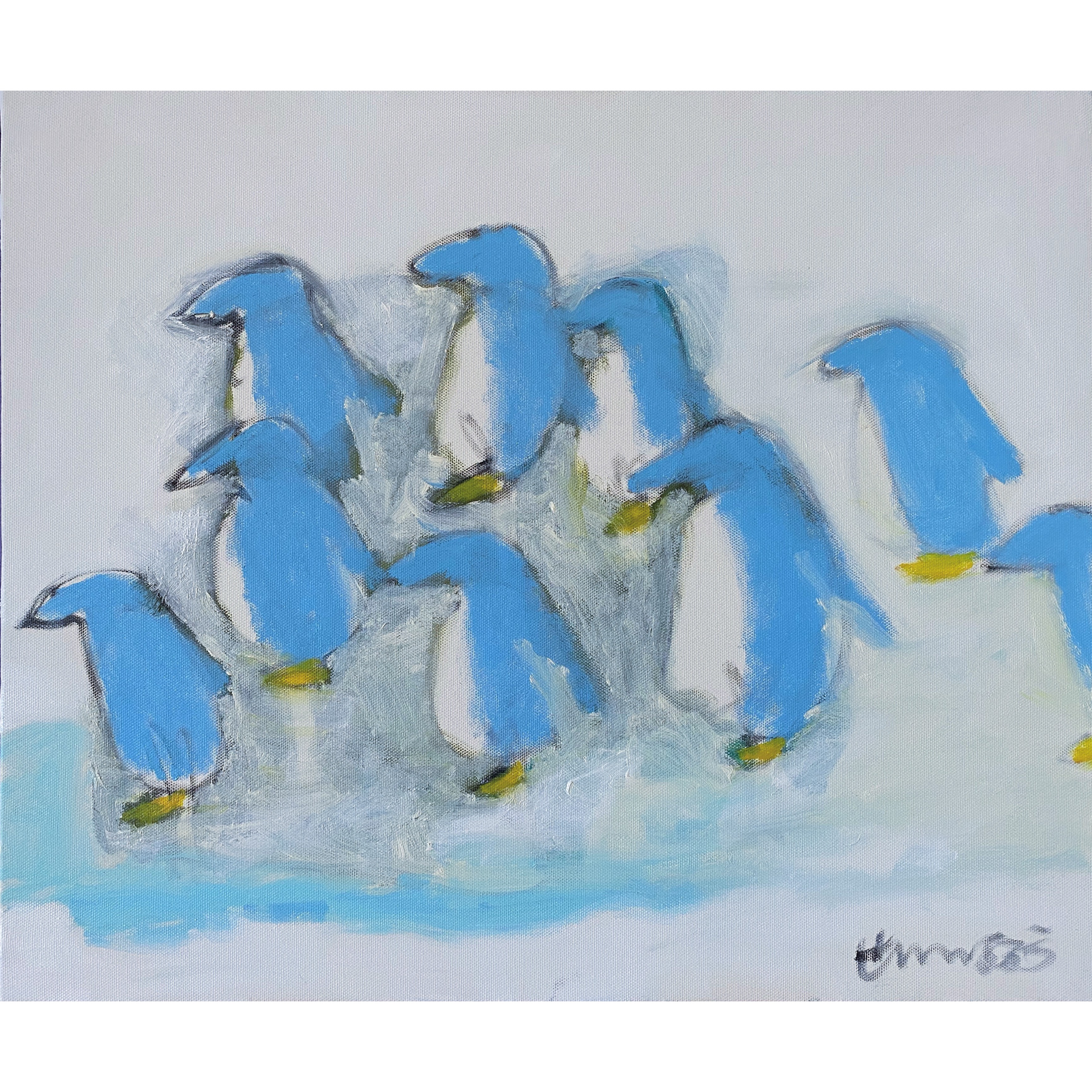 絵画：ANNA．Ｋ　ペンギンと海
