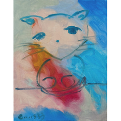 CatInTheAir】F6 絵画 油絵 抽象画 キャンバス 絵本 猫 子猫