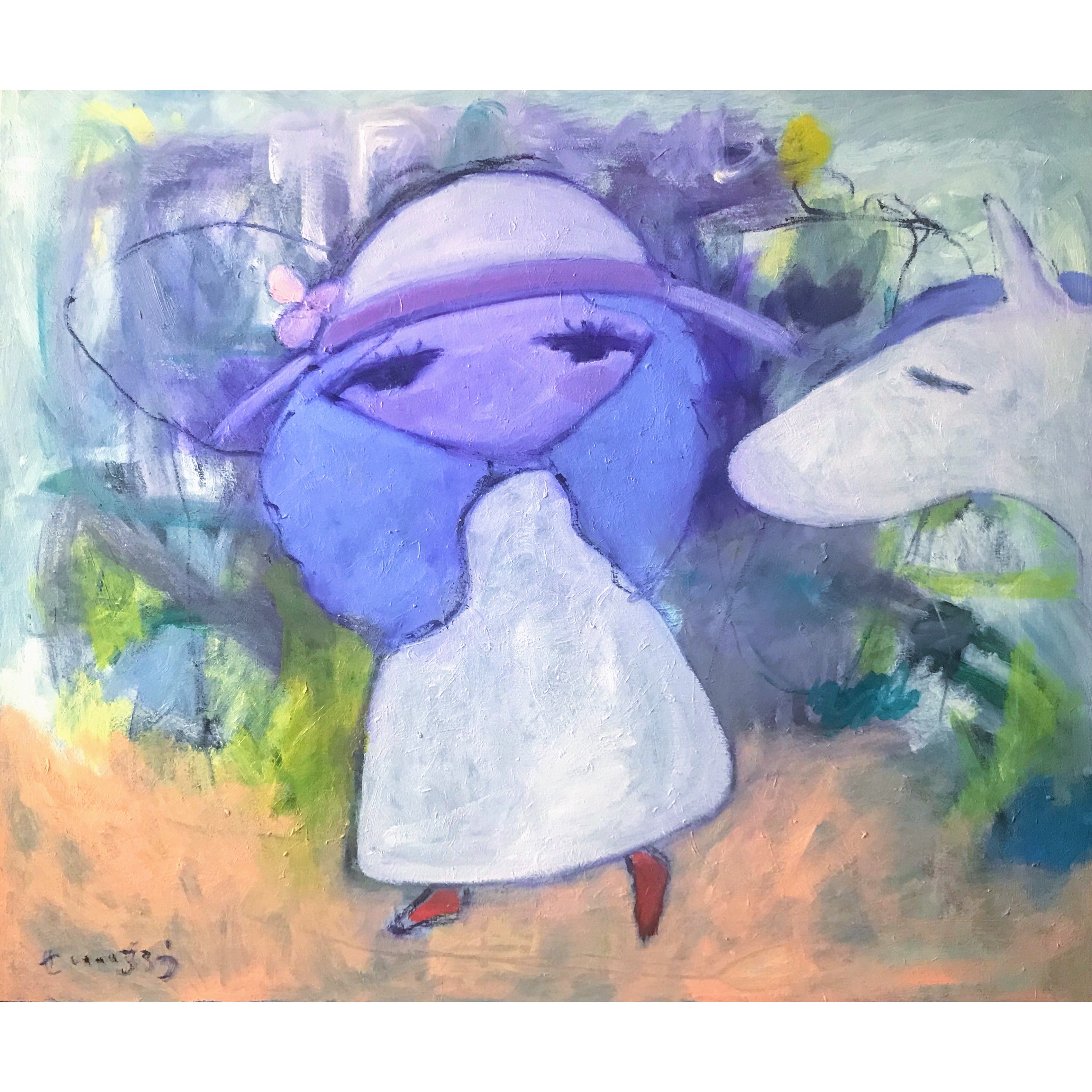 一点物 油絵 緑 女性 黒 キャンバス 一点物 油絵 緑 女性 黒 キャンバス