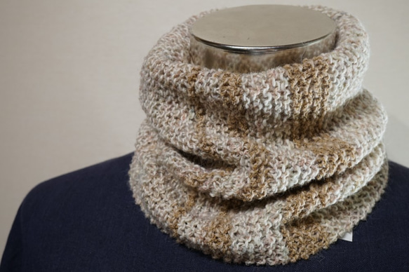 ネックウォーマー＆帽子/手紡ぎ糸・手編み 1枚目の画像
