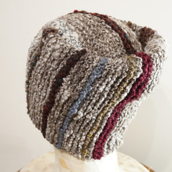 ネックウォーマー＆帽子/手紡ぎ糸・手編み 2枚目の画像