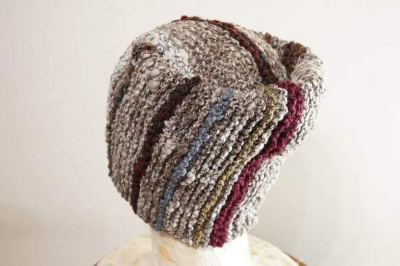 ネックウォーマー＆帽子/手紡ぎ糸・手編み 2枚目の画像