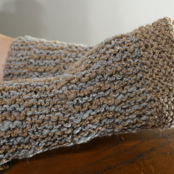 シェットランド＆メリノのリストウォーマー/手紡ぎ糸・手編み 2枚目の画像