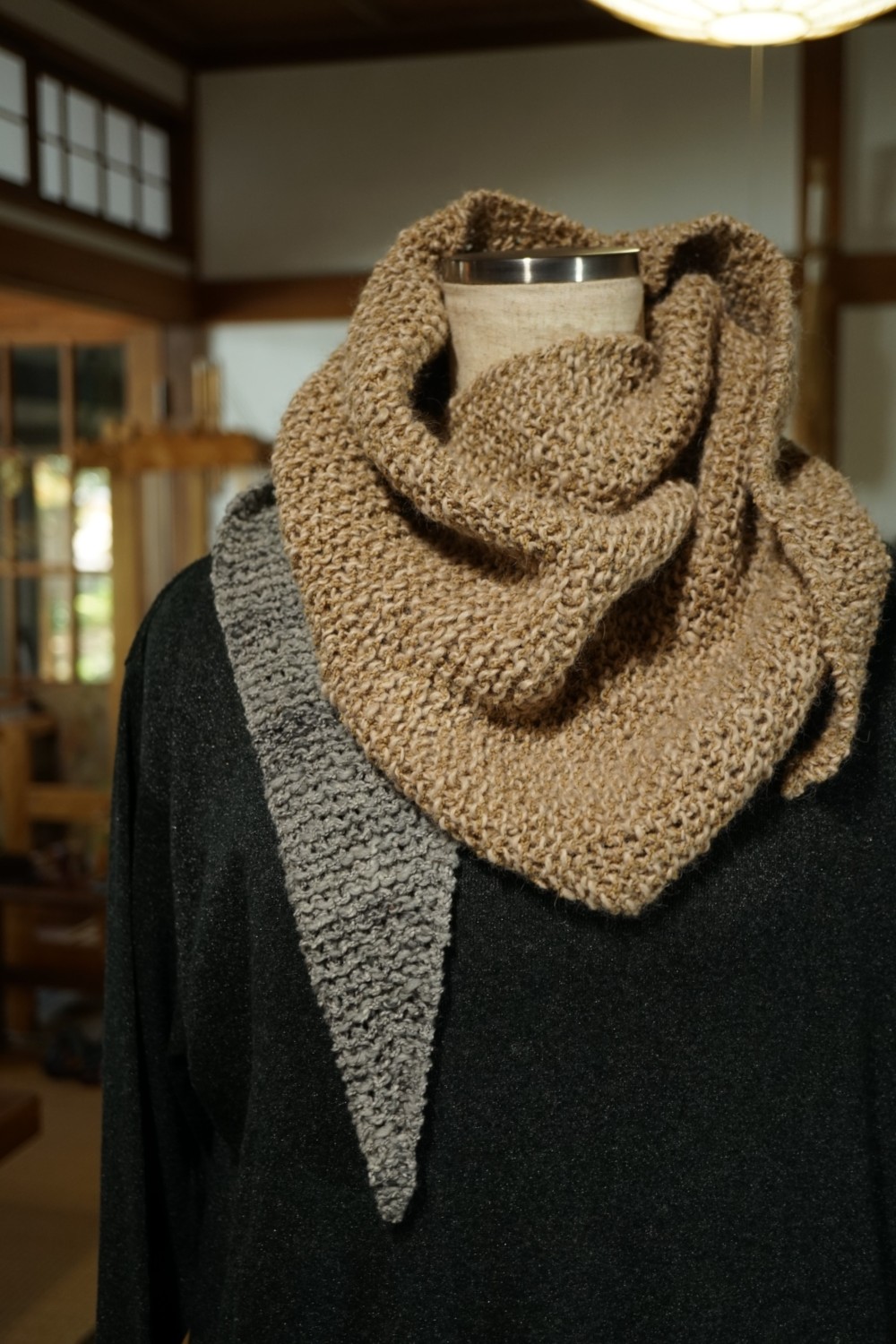 手紡ぎ糸のマフラー＆ショール/ アレンジし易いオリジナルサイズです