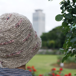 リネンとスーピマ綿の手紡ぎ糸の帽子 1枚目の画像