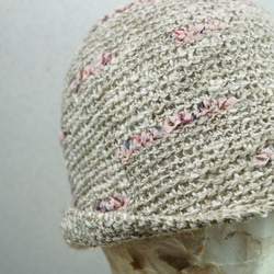 リネンとスーピマ綿の手紡ぎ糸の帽子 2枚目の画像