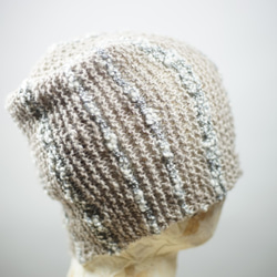 手紡ぎ糸のネックウォーマー&帽子/アルパカの柔らかな風合いにバブルヤーンでアクセントを 3枚目の画像