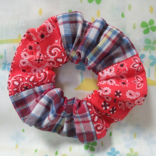 パッチワーク シュシュ 2個セット ⑤ パッチワーク シュシュ 2個セット ⑤