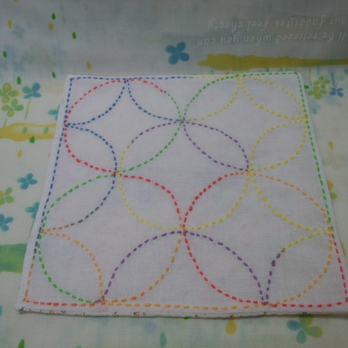 ☆手縫い屋☆刺し子15×15㎝カフェマット・コースター☆七宝つなぎ柄6色 