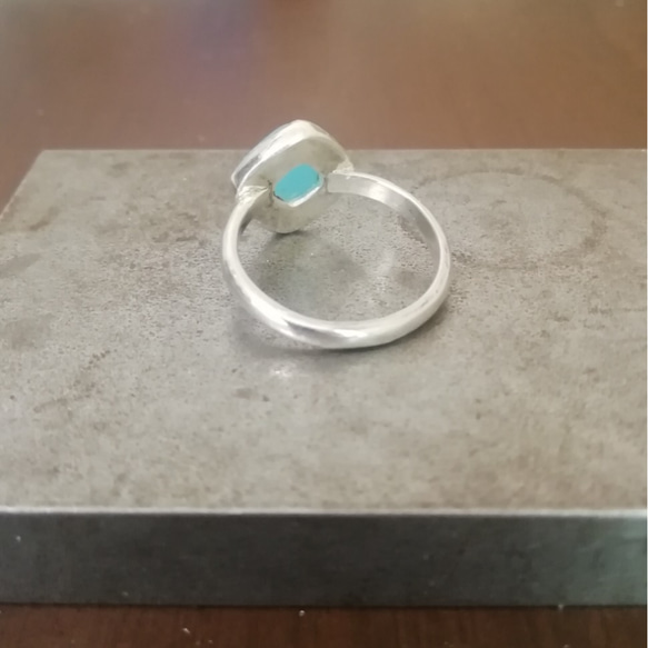シーブルーカルセドニーの覆輪指輪(真鍮への変更可) 4枚目の画像