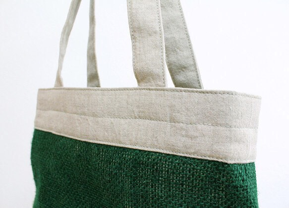 《受注制作》リラのドンゴロスのバッグ／緑 4枚目の画像