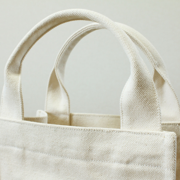 《受注制作》ほわほわ◎白いハッポネンの帆布ミニバッグ 3枚目の画像
