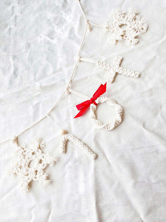 マクラメ☆クリスマス☆ガーランド(white)