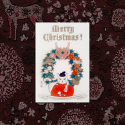 クリスマス　ポストカード　猫絵 wreath　4枚組 1枚目の画像
