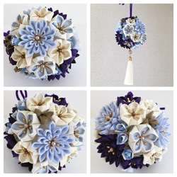 【flower ball bouquetオーダーメイド】総つまみ細工✴︎ボールブーケ（小） 5枚目の画像