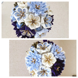 【flower ball bouquetオーダーメイド】総つまみ細工✴︎ボールブーケ（小） 6枚目の画像