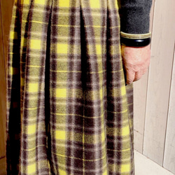 ●完成品Ｇ●ウール混紡スカート★イエローチェック柄【84cm丈】 4枚目の画像