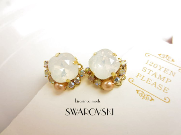 Real SWAROVSKI☆sweet &elegant white opal 1枚目の画像