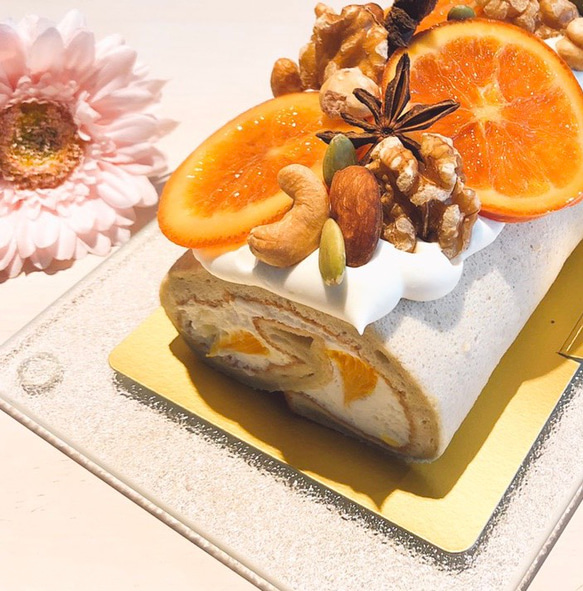 甘さ控えめ紅茶とオレンジのロールケーキ(10cm)【保存料着色料なし】 4枚目の画像