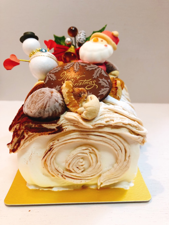 クリスマス限定（数量限定）♪  クリスマスモンブランロール【保存料着色料なし】 4枚目の画像