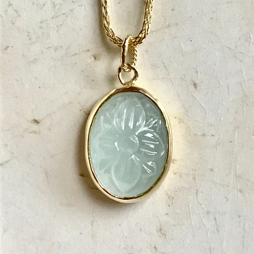 天然石フラワーモチーフネックレス✴︎アクアマリン✴︎SV925シルバー  