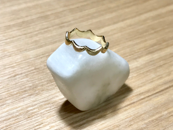 スカラップ✴︎SV925ゴールドコーティング ピンキーリング/ムーン