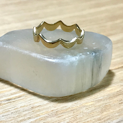 スカラップ✴︎SV925ゴールドコーティング ピンキーリング