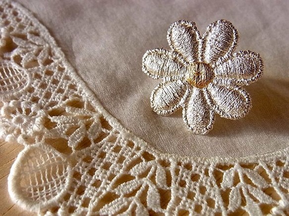 ☆ヴィンテージマーガレットレース☆ピンブローチ☆SV925☆