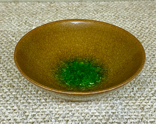 虫明焼 灰釉彩貫入盃ー黄緑ー(黒井博史作・特別割引) 贈答 ガラス