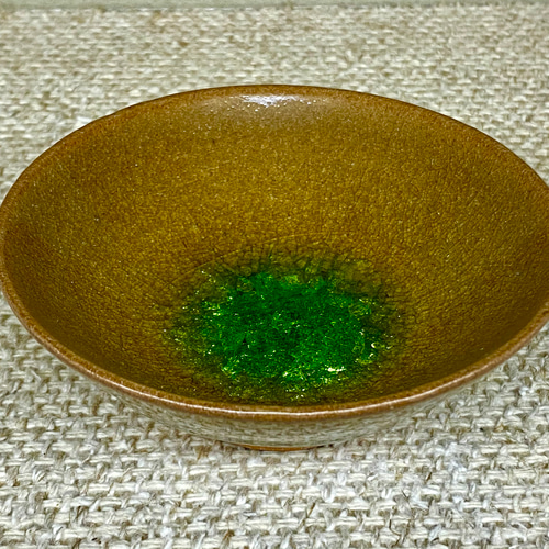 虫明焼 灰釉彩貫入盃ー黄緑ー(黒井博史作・特別割引) 贈答 ガラス