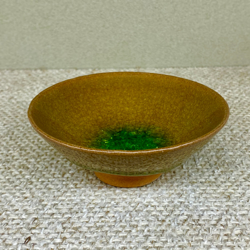 虫明焼 灰釉彩貫入盃ー黄緑ー(黒井博史作・特別割引) 贈答 ガラス