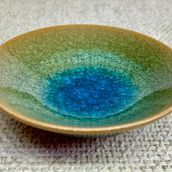 虫明焼 灰釉彩貫入盃(黒井博史作) ブルー 食器 ガラス 陶器 焼物