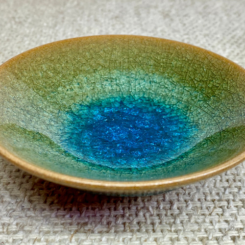 虫明焼 灰釉彩貫入盃(黒井博史作) ブルー 食器 ガラス 陶器 焼物