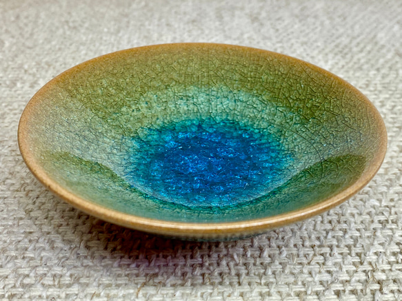 虫明焼 灰釉彩貫入盃(黒井博史作) ブルー 食器 ガラス 陶器 焼物 酒器