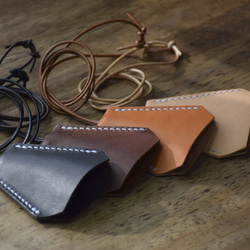 栃木レザーのキーカバー/ナチュラル/クロシェット 3枚目の画像