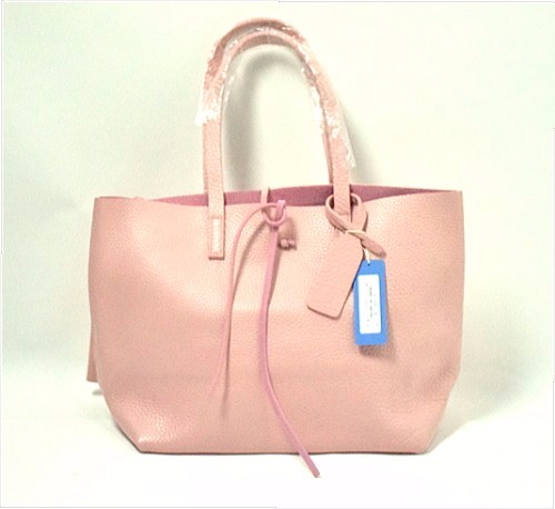 NO.137010 横型(小)上質レザートートバッグ（ポーチ付）ベビーピンク　底板底鋲付き