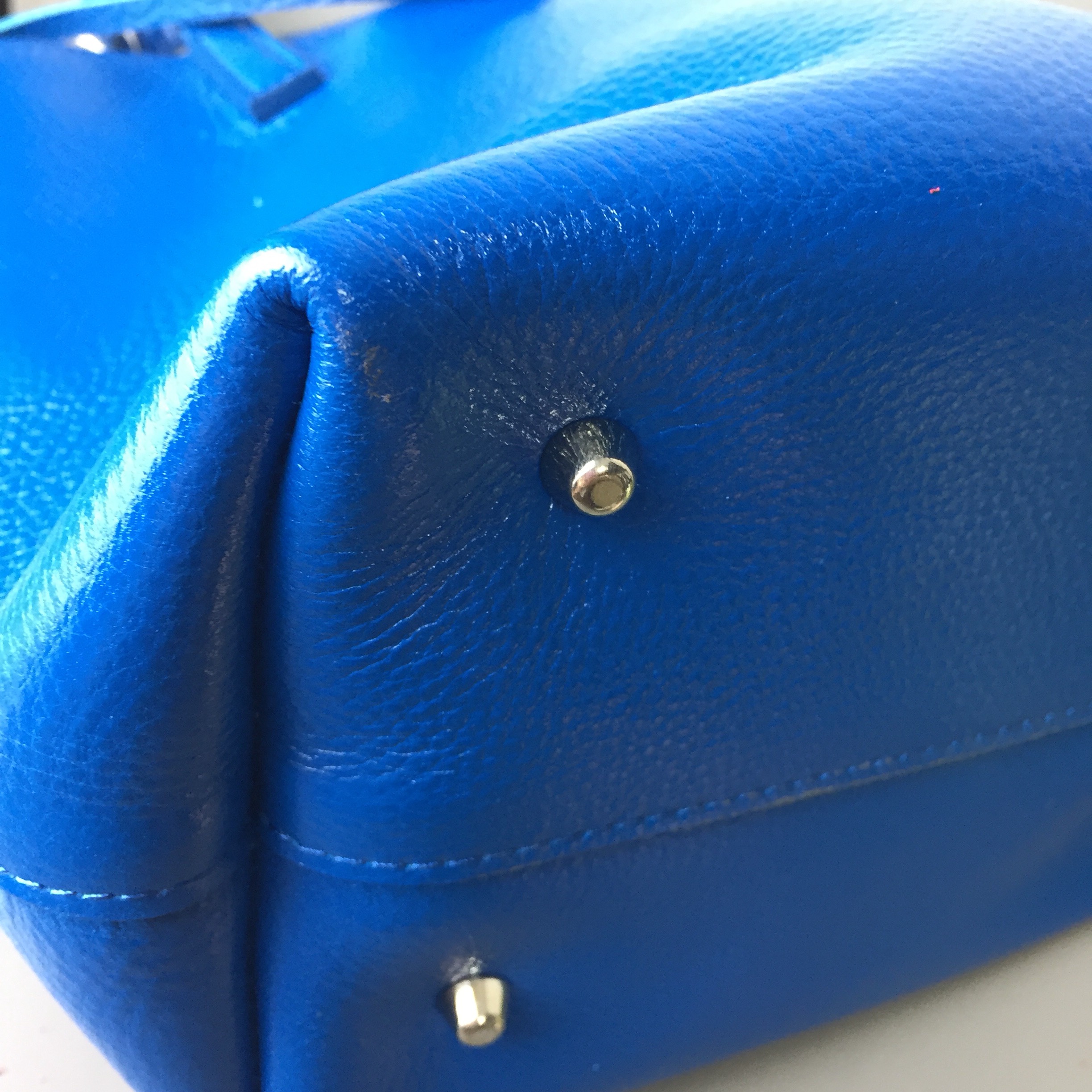 NO.127005縦型(小)母の日プレゼントに最高級イタリアンカーフトートバッグ ブルー 綿裏地、底板底鋲つき